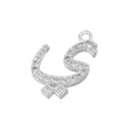 Macro shot of silver Arabic letter Ya pendant with sparkling micro-inlaid zircons - White Gold 03