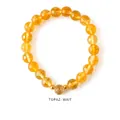 Polished yellow crystal beaded bracelet featuring a gold coin charm pendant accent - Citrine Coin Pendant Style (WB335)