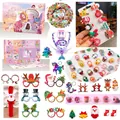 Christmas 24-day countdown calendar set with festive hair clips and jewelry accessories - Makeup Set 3 (100pcs) 414g