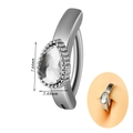 Silver belly button ring with teardrop clear zircon and curved stainless steel bar - 1.6x10mm / Water Drop Zirconia Style