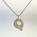 Polished silver balloon bubble letter Q pendant necklace with delicate box chain - Letter Q / Silver