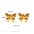 Polished golden stainless steel butterfly stud earrings sized 20.5mm by 17.4mm - Stainless Steel Mirror Butterfly Studs