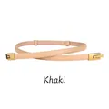 Ceinture fine femme en cuir kaki avec boucle dorée pour robes et vêtements chic - Kaki