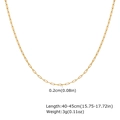 Detailed dimensions of a gold stainless steel paperclip chain necklace for women - NC-1623G 2mm Rectangle Link Chain