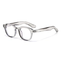Vintage round frame sunglasses in transparent grey finish with keyhole bridge - Plain Lens / Light Trans Grey Frame Anti-blue Light Lens