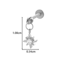 Titanium piercing stud featuring a star-shaped pendant with a sparkling clear crystal - Octagonal Star Gem Dangle Style (T2535-5# Silver)