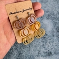 Dreistufige Glitzer-Acryl-Kürbis-Ohrhänger in Roségold und Gold für den Herbst - Kürbis-Muster / Verlauf Roségold