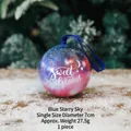 Blue starry night Christmas ball tin box with sweet dreams print and silk ribbon - Blue Starry-sweet dreams