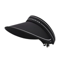 Black foldable wide brim sun hat with white embroidery and adjustable back strap - One Size(Adjustable) / Black