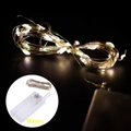Detail of warm white LED copper wire fairy lights with transparent battery compartment - Warm White Light String / Warm White