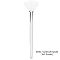 Fan mask brush with soft white bristles and elegant pearlized handle for facial spa - White Soft Bristles Pearl Handle
