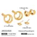 Gedetailleerde maatspecificaties voor drie paar 18K vergulde roestvrijstalen oorbellen - Gouden Multi-stijl Oorbellen Collectie (JDE0310020)