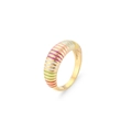 Anillo de acero inoxidable bañado en oro de 18K con rayas de esmalte de colores - US 6 / Colorido