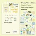 Waterproof yellow sparkling water stickers, Korean INS style scrapbooking set 30pcs - XCC004 Yellow Bubble Water - 30 Sheets/Pack