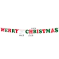 Weihnachtsgirlande aus Filz in Rot und Grün mit Schneeflocken-Anhänger 14,5cm - Englische Buchstaben Banner