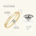 925 silver gold-plated ring with D-color VVS1 princess cut Moissanite stone - Size 5 / Princess Cut / Gold / 0.15 Carat