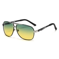 Occhiali da sole aviatore polarizzati da uomo con montatura nera e lenti sfumate - Lente polarizzata / Montatura Argento Nero Lenti Giallo Verde