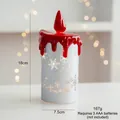 Detail showing an 18cm LED Christmas candle with snowflake patterns and size dimensions - Small Candle Light - Silver
