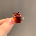 Piccola molletta per capelli ambra trasparente per coda alta con design a nuvola - Orso / Caramello