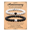 Matching couple beaded bracelets on anniversary gift card with meaningful English text - Anniversary Style (With Card)