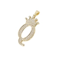 Hip hop style gold crown initial letter Q pendant necklace with micro inlaid zircon stones - Crown Letter Q