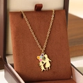 Collana in acciaio al titanio dorato con ciondolo madre e figlio e palloncini colorati - Stile madre e figlia che tengono palloncini colorati (KN292739-Z)
