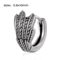 Créole en acier inoxydable motif ailes argent antique de taille 0.8x10mm - Style 20 (Détail de plume)