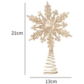 Sparkling gold glitter snowflake Christmas tree topper with spring base, 21cm height - Snowflake Pentagram / Gold