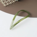 U-shaped hair pin in dark green jelly color with marble textured acetate finish - U-Shaped Dark Green