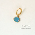 Detail of colorful smiley cloud pendant on a 14mm golden stainless steel hoop earring - Enamel Smiley Face