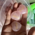 Pink heart-shaped natural rose quartz stones with gold Trust engraving - Trust