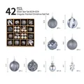 42pcs silver and grey Christmas ornament set with glitter stars and patterned balls - Silver Gray Star Set