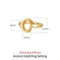 Ancient gold style 925 sterling silver oval ring setting with 6x8mm stone size - 6X8mm / Antique Gold