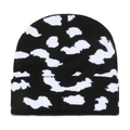 Gebreide damesmuts met zwart-wit koepatroon voor herfst- en winterwarmte en comfort - M (56-58cm) / Zwart