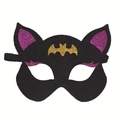 Kids Halloween cat mask with purple glitter and gold bat pattern for cosplay - Toddler Size 1-5Y / Black Mask