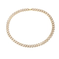Close-up of gold necklace featuring rectangular pink zircon stones in a professional layout - Gold Necklace