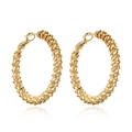 18K gold-plated chunky hoop earrings with woven texture and premium metallic luster - Woven Texture Large Hoop Style (CE00249YS)