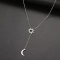 Elegante collana a lazo in acciaio inossidabile con ciondoli celesti sole e luna - Stile Sole Luna Argento (N1535)