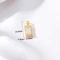 Detail view of gold rectangle pendant with transparent gemstone and dimensions 19x8mm - Rectangular Clear Zirconia Halo Style (H-10781) / Gold