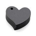 Stack of black heart-shaped paper tags with pre-cut holes for Valentine party gifts - Black