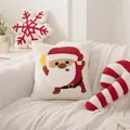Christmas tufted pillow cover featuring Santa Claus pattern on white knitted sofa - Santa Claus Chenille