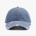 Washed blue denim baseball cap with distressed brim and vintage street style finish - Adjustable / Medium Blue (23A053)