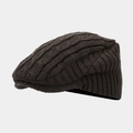 Retro dark brown cable-knit newsboy cap for winter with a stylish vintage texture - One Size / Grey Green