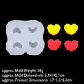 Molde de silicona de 4 corazones para arcilla y resina con muestras de colores - 4 Cavidades Corazón / Transparente