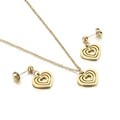 Ensemble bijoux avec collier pendentif cœur évidé multicouche et boucles dorés - Or (KS143443-Z)