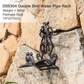 European vintage cast iron garden hose holder with decorative birds and faucet design - DS5304 Pair of Birds Hose Holder