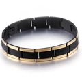 Bracciale da uomo in acciaio al titanio nero e oro con design a maglie industriali - Stile Splicing Nero Oro (KB87250-K)