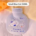 Light blue 350ml hot water bottle with soft plush cover featuring cute cat embroidery - 350ml / Blue Cat Small