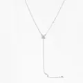Silver Y-shaped stainless steel necklace with marquise zircon butterfly pendant charm - Silver (PD1890)