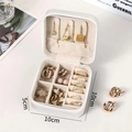 Ivory portable jewelry box organizer with multi-compartment interior, 10x10x5cm size - 10x10x5cm / White